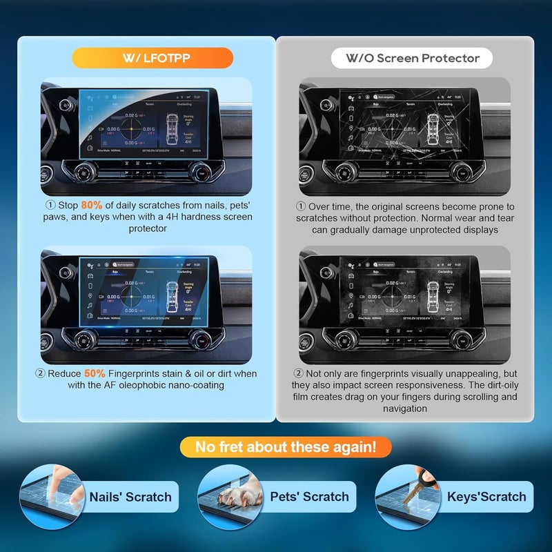 LFOTPP For 2025 Chevrolet Colorado Screen Protector - (2PCS)2023-2025 Colorado (WT/LT/Trail Boss) 11.3 Inch Navi Touchscreen [Nano Film] 2023-2025 Colorado Accessories Anti Scratch HD Touch Sensitive - Image 4